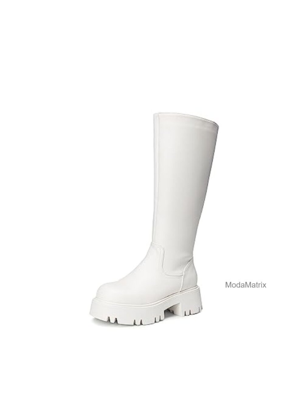 Knee High Platform Chunky Boots Faux Leather Combat Style